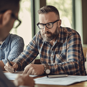 Business owner consulting with a cpa agent about their tax returns